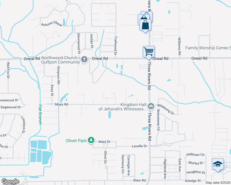 map of restaurants, bars, coffee shops, grocery stores, and more near 12350 White Oak Court in Gulfport