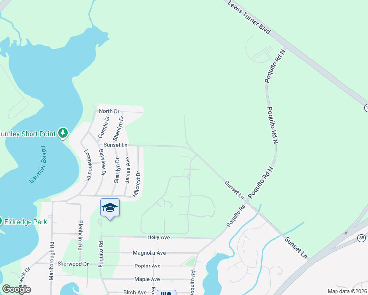 map of restaurants, bars, coffee shops, grocery stores, and more near 169-199 Sunset Lane in Okaloosa
