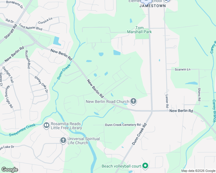 map of restaurants, bars, coffee shops, grocery stores, and more near 2023 New Berlin Road in Jacksonville