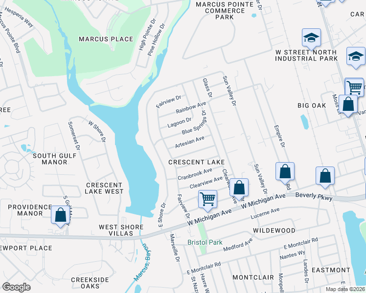 map of restaurants, bars, coffee shops, grocery stores, and more near 914 Artesian Avenue in Pensacola