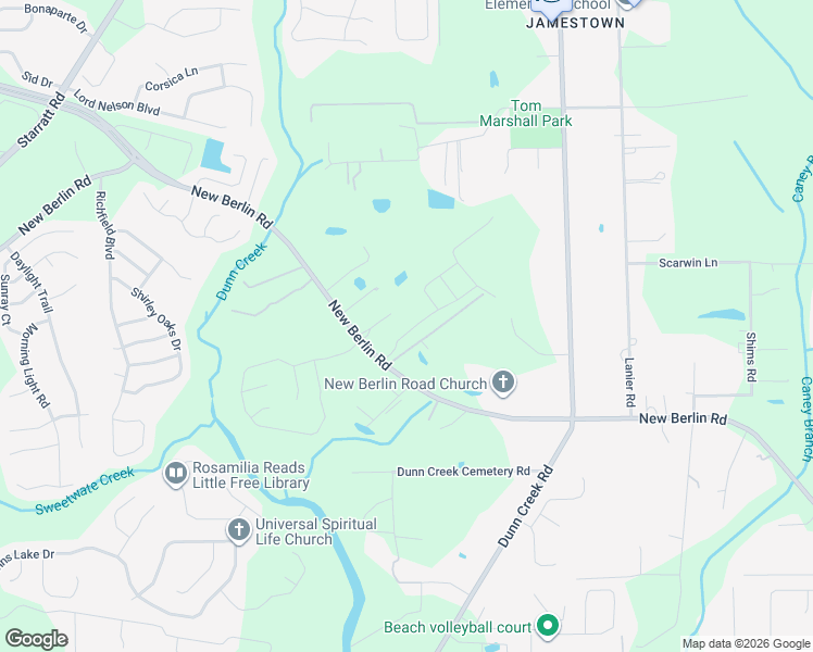 map of restaurants, bars, coffee shops, grocery stores, and more near 2023 New Berlin Road in Jacksonville