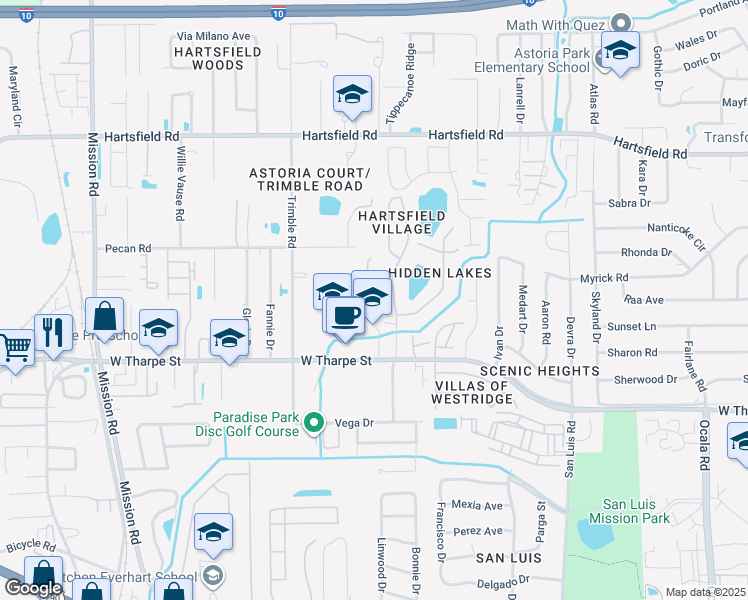 map of restaurants, bars, coffee shops, grocery stores, and more near 1882 Patsy Ann Court South in Tallahassee
