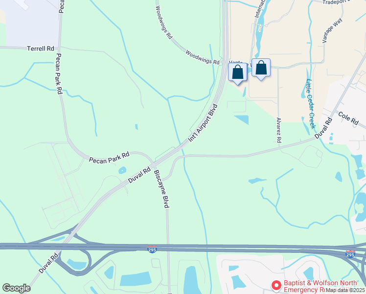 map of restaurants, bars, coffee shops, grocery stores, and more near 2003 International Airport Boulevard in Jacksonville