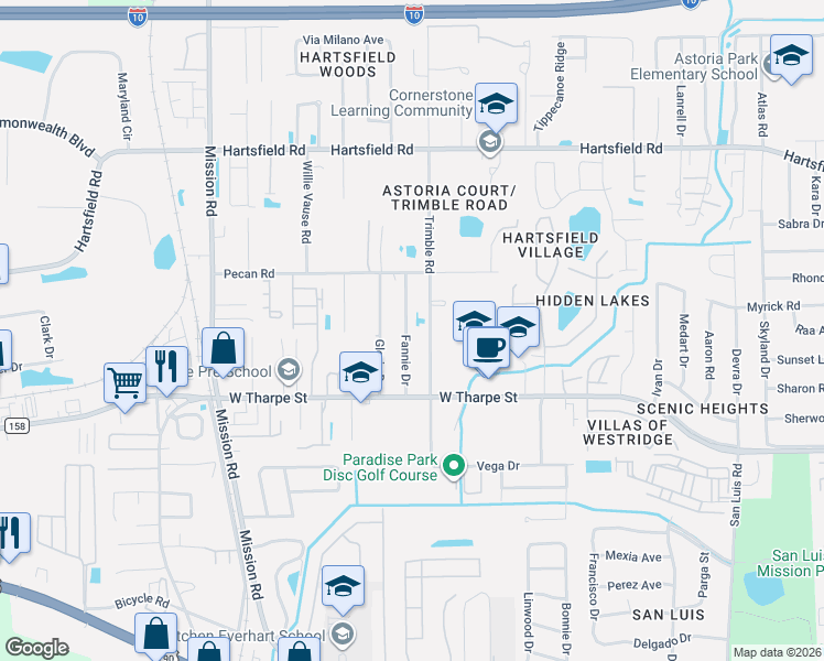 map of restaurants, bars, coffee shops, grocery stores, and more near 2010 Trimble Road in Tallahassee