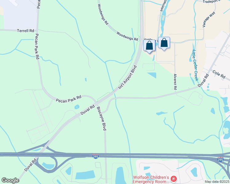 map of restaurants, bars, coffee shops, grocery stores, and more near 2820 International Airport Boulevard in Jacksonville