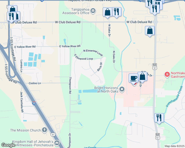 map of restaurants, bars, coffee shops, grocery stores, and more near 42079 Red Maple Street in Hammond