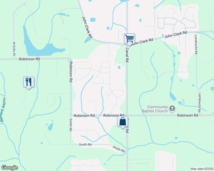 map of restaurants, bars, coffee shops, grocery stores, and more near 18011 Canal Junction Drive in Gulfport
