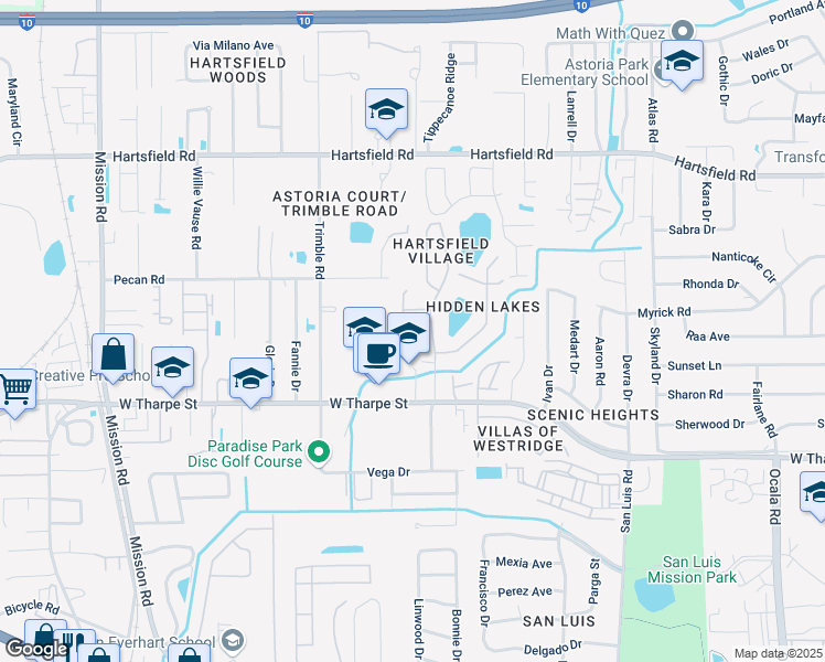 map of restaurants, bars, coffee shops, grocery stores, and more near 1882 Patsy Ann Court South in Tallahassee