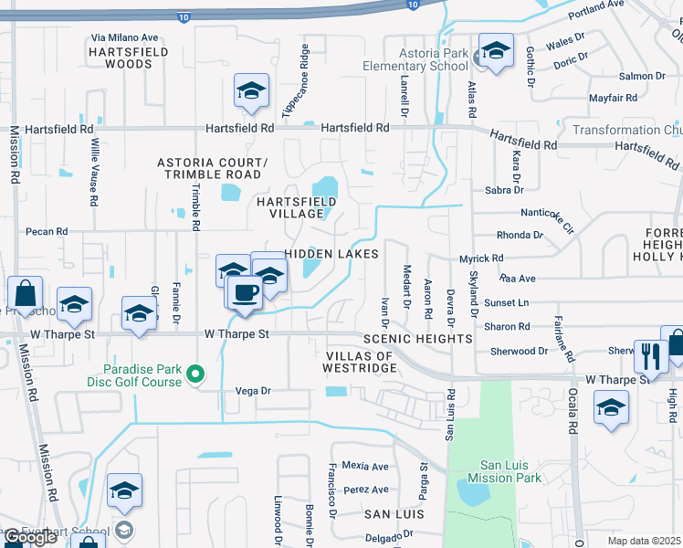 map of restaurants, bars, coffee shops, grocery stores, and more near 1881 Gina Drive in Tallahassee