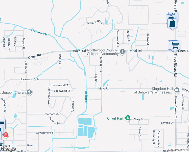 map of restaurants, bars, coffee shops, grocery stores, and more near 45 Emerald Cove in Gulfport