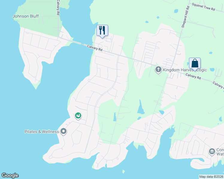 map of restaurants, bars, coffee shops, grocery stores, and more near 15553 Catalina Road in Willis