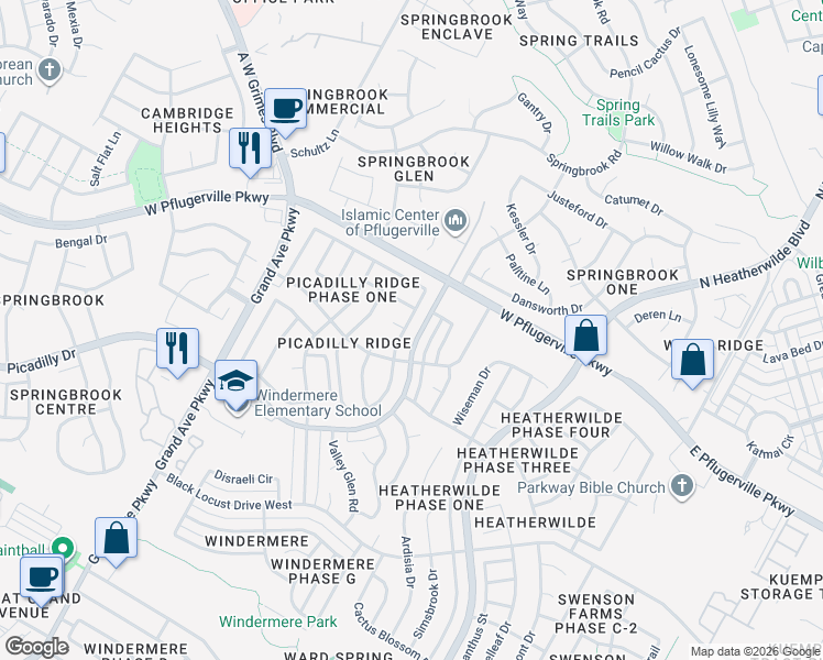 map of restaurants, bars, coffee shops, grocery stores, and more near 17427 Loch Linnhe Loop in Pflugerville