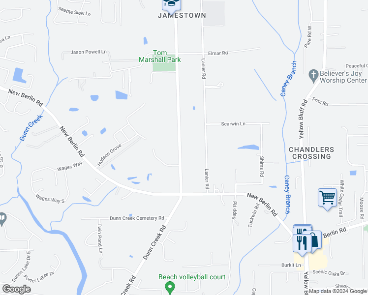 map of restaurants, bars, coffee shops, grocery stores, and more near 12765 Dunn Creek Road in Jacksonville