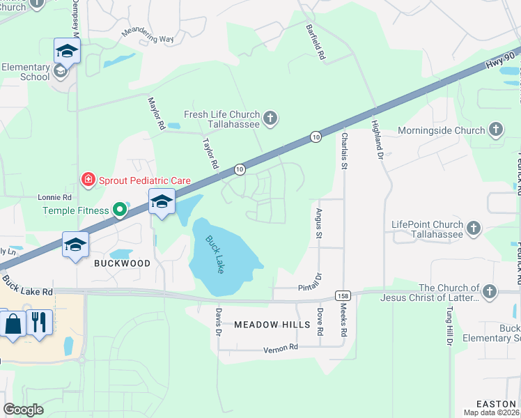 map of restaurants, bars, coffee shops, grocery stores, and more near 4711 Mahan Drive in Tallahassee
