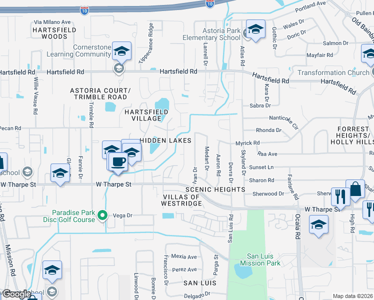 map of restaurants, bars, coffee shops, grocery stores, and more near 1820 Ivan Drive in Tallahassee