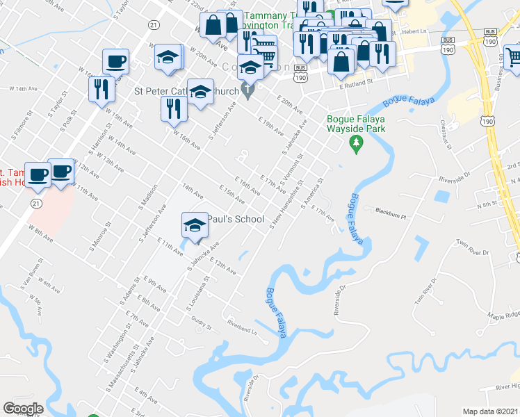map of restaurants, bars, coffee shops, grocery stores, and more near 617 S Vermont St in Covington