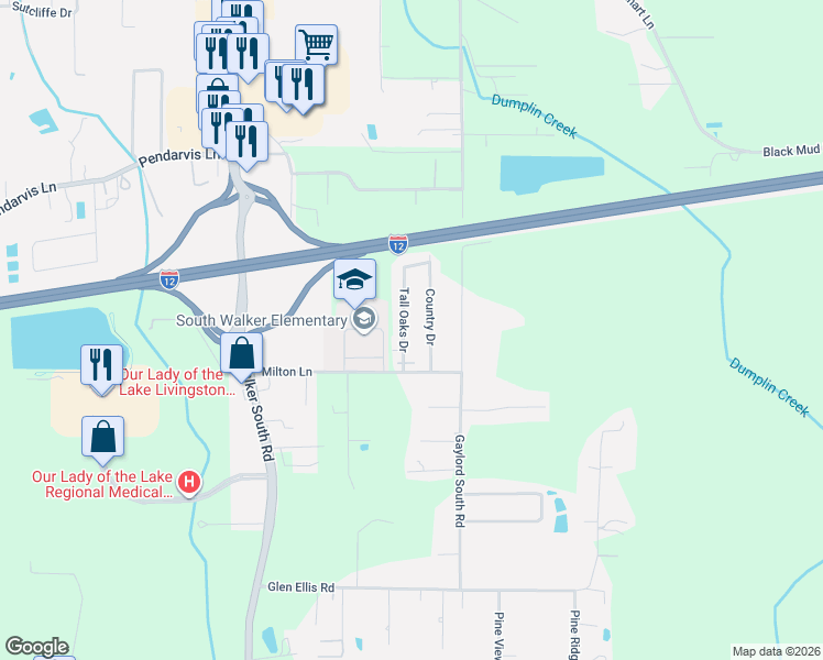 map of restaurants, bars, coffee shops, grocery stores, and more near 27546 Tall Oaks Drive in Walker