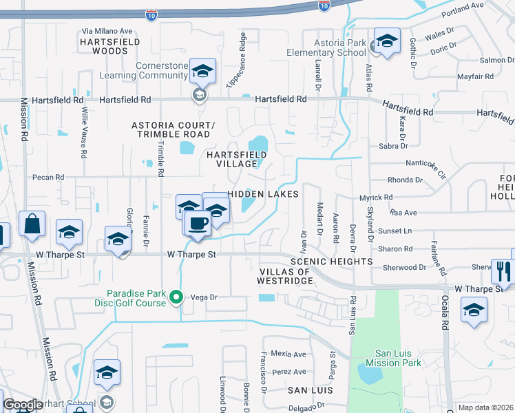 map of restaurants, bars, coffee shops, grocery stores, and more near 1872 Gina Drive in Tallahassee