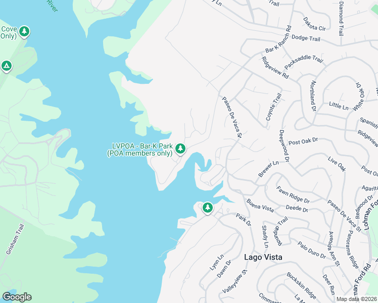 map of restaurants, bars, coffee shops, grocery stores, and more near 6701 Bar K Ranch Road in Lago Vista