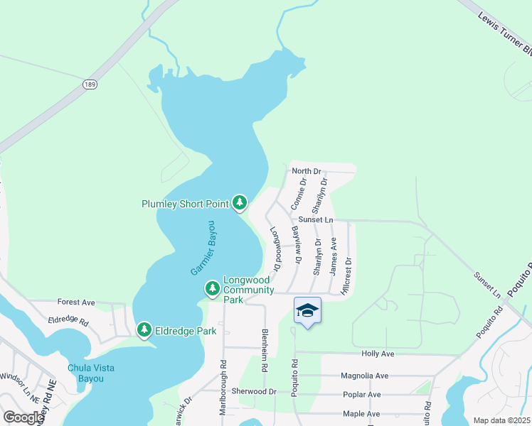 map of restaurants, bars, coffee shops, grocery stores, and more near 17 Longwood Drive in Shalimar