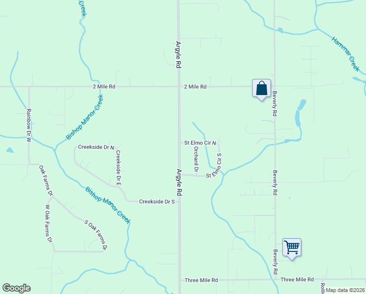 map of restaurants, bars, coffee shops, grocery stores, and more near 10725 Argyle Road in Irvington