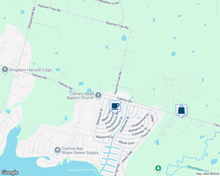 map of restaurants, bars, coffee shops, grocery stores, and more near 12011 Squirrel Tree Road in Willis