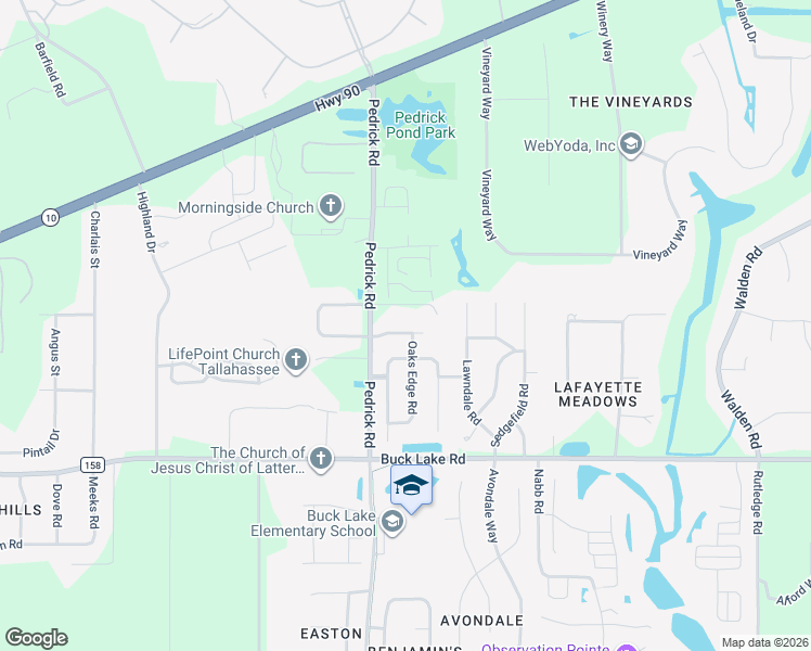 map of restaurants, bars, coffee shops, grocery stores, and more near 5636 Jacksons Gap Road in Tallahassee