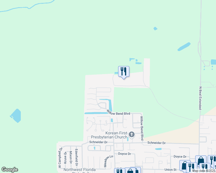 map of restaurants, bars, coffee shops, grocery stores, and more near 3050 Yorktown Circle in Fort Walton Beach
