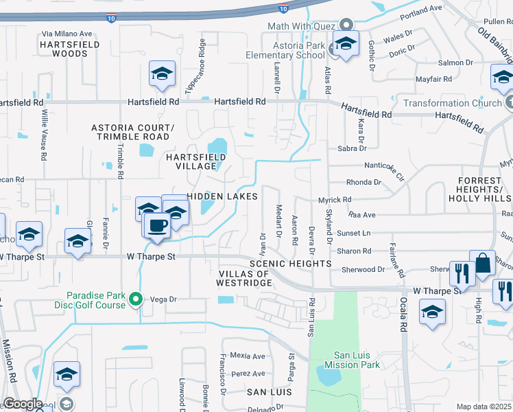 map of restaurants, bars, coffee shops, grocery stores, and more near 1820 Ivan Drive in Tallahassee