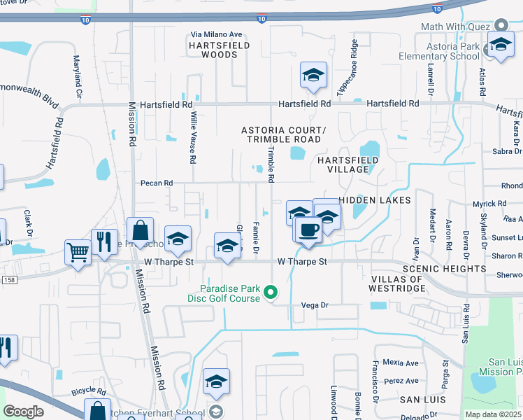 map of restaurants, bars, coffee shops, grocery stores, and more near 2010 Trimble Road in Tallahassee