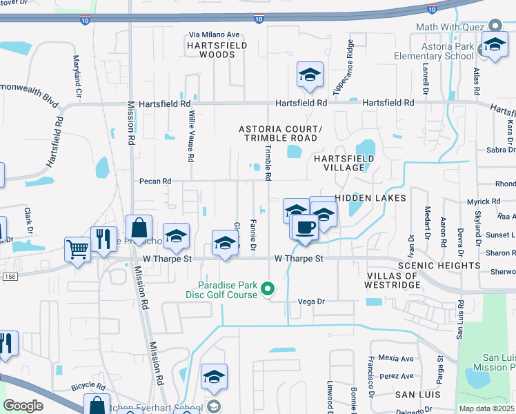 map of restaurants, bars, coffee shops, grocery stores, and more near 2010 Trimble Road in Tallahassee