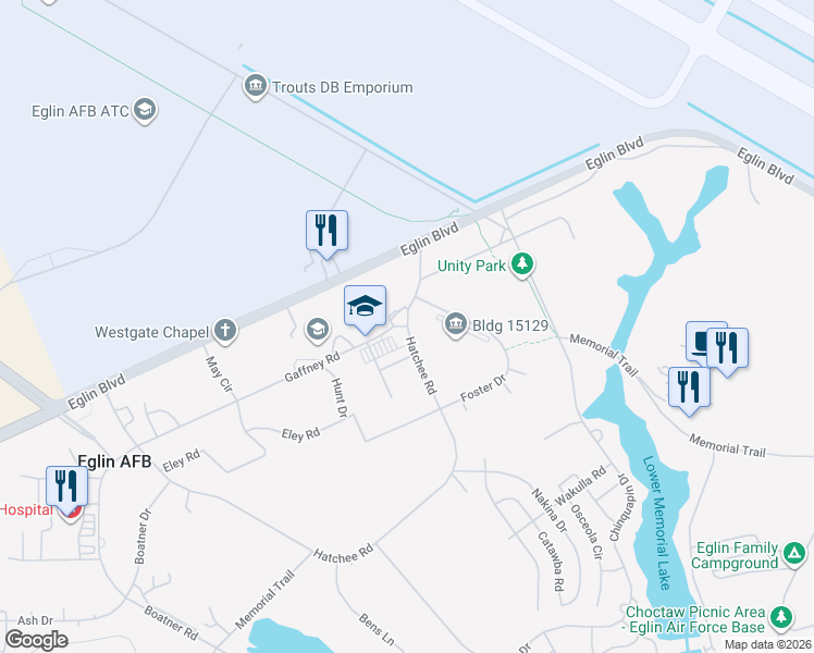 map of restaurants, bars, coffee shops, grocery stores, and more near in Eglin Air Force Base