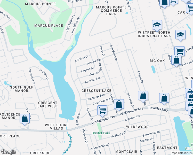 map of restaurants, bars, coffee shops, grocery stores, and more near 914 Artesian Avenue in Pensacola