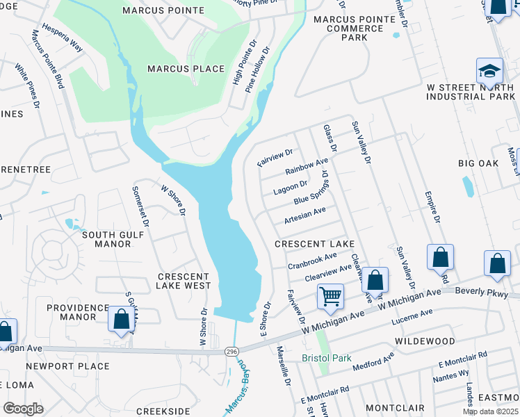 map of restaurants, bars, coffee shops, grocery stores, and more near 930 Blue Springs Drive in Pensacola