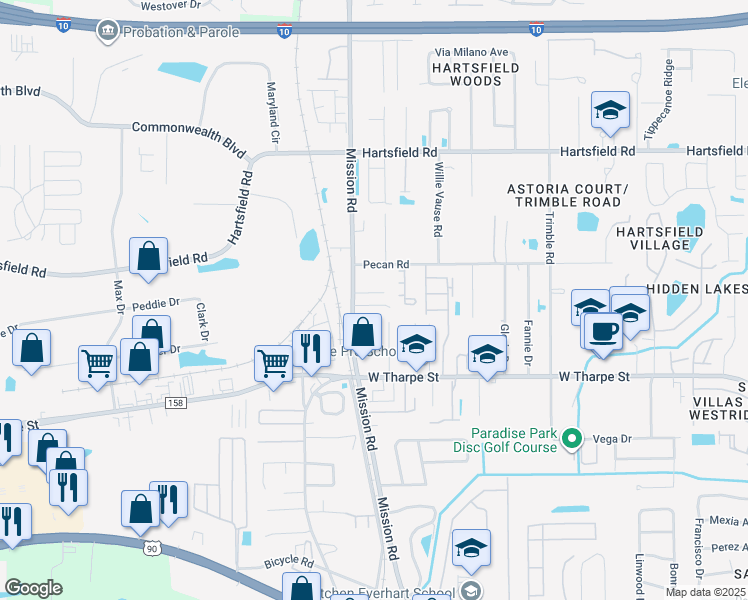 map of restaurants, bars, coffee shops, grocery stores, and more near 2774 Westbrook Court in Tallahassee
