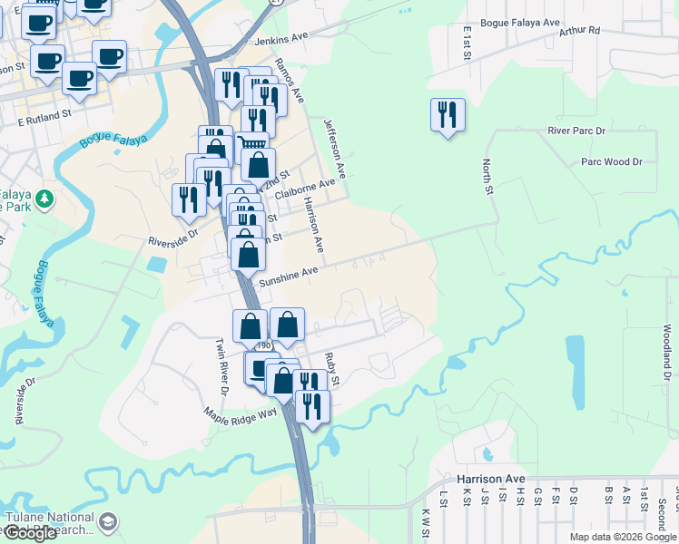 map of restaurants, bars, coffee shops, grocery stores, and more near 19402 Sunshine Avenue in Covington