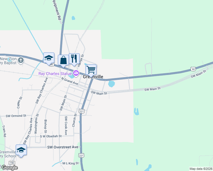 map of restaurants, bars, coffee shops, grocery stores, and more near 147 Harby Street in Greenville