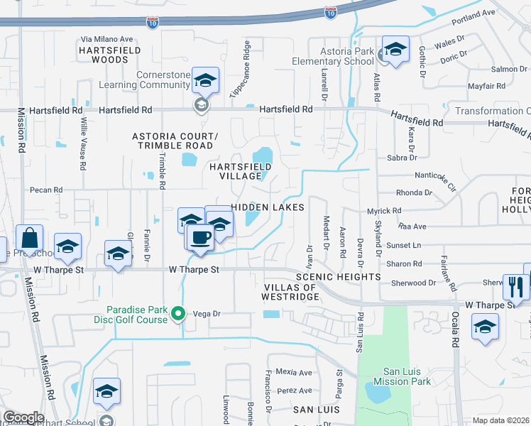 map of restaurants, bars, coffee shops, grocery stores, and more near 1872 Gina Drive in Tallahassee
