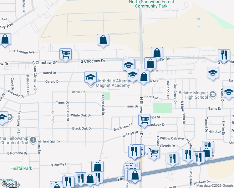 map of restaurants, bars, coffee shops, grocery stores, and more near 11049 Chalice Drive in Baton Rouge