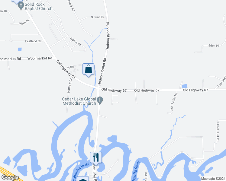 map of restaurants, bars, coffee shops, grocery stores, and more near 12000 Highway 67 in Biloxi