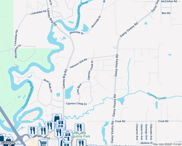 map of restaurants, bars, coffee shops, grocery stores, and more near 2955 Cypress Creek Drive in Biloxi
