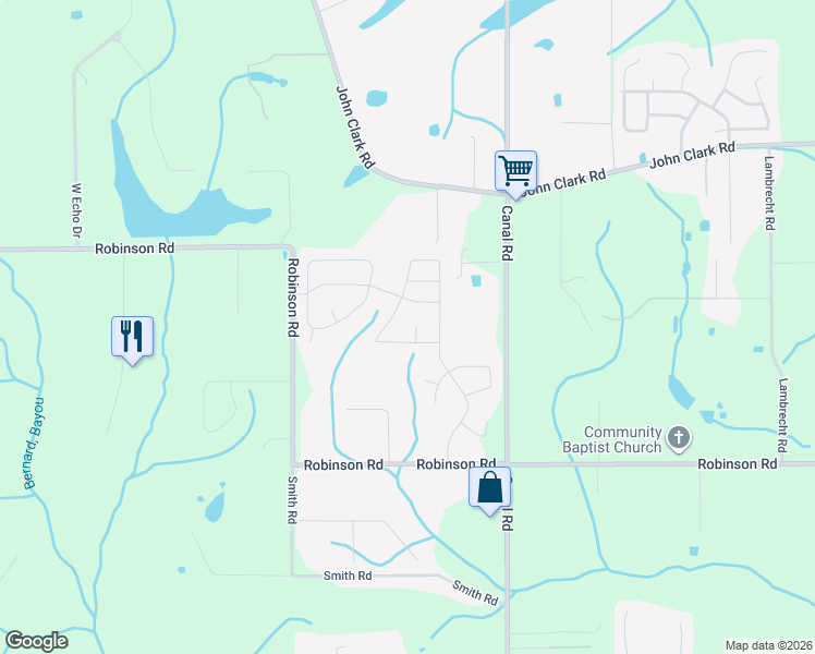 map of restaurants, bars, coffee shops, grocery stores, and more near 18011-18025 Canal Junction Drive in Gulfport