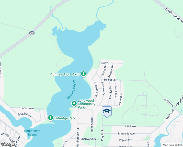 map of restaurants, bars, coffee shops, grocery stores, and more near 17 Longwood Drive in Shalimar
