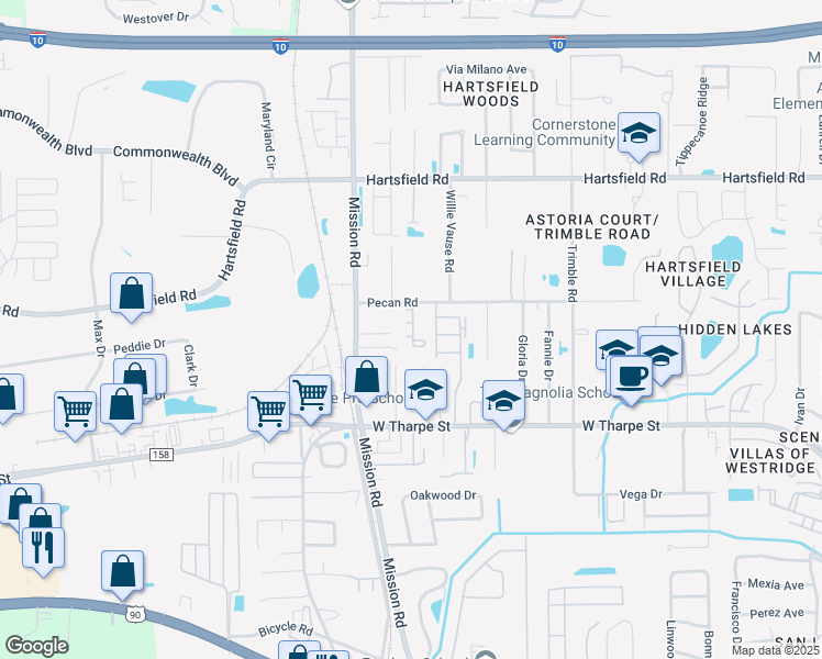 map of restaurants, bars, coffee shops, grocery stores, and more near 2752 Westbrook Court in Tallahassee