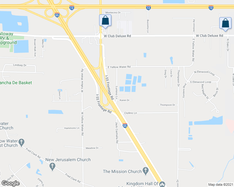map of restaurants, bars, coffee shops, grocery stores, and more near 42106 Lumino Lane in Hammond