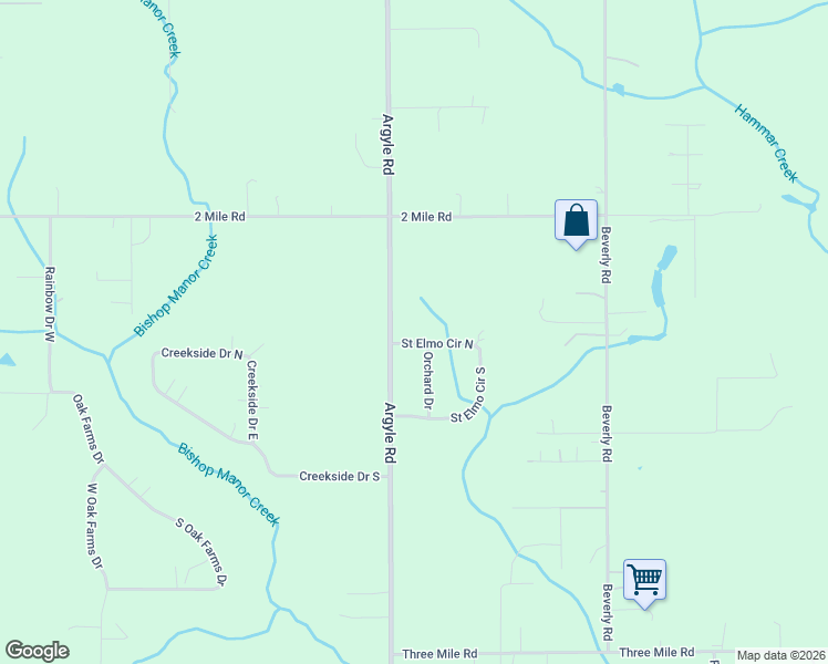 map of restaurants, bars, coffee shops, grocery stores, and more near 10725 Argyle Road in Irvington
