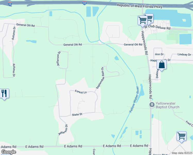 map of restaurants, bars, coffee shops, grocery stores, and more near 42378 Ott Lane in Hammond