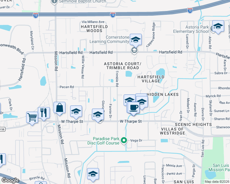 map of restaurants, bars, coffee shops, grocery stores, and more near in Tallahassee