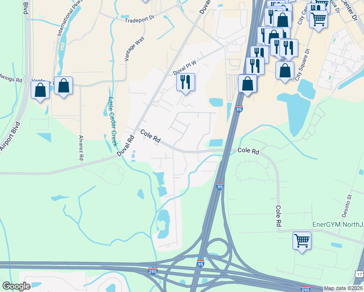 map of restaurants, bars, coffee shops, grocery stores, and more near 13227 Spartina Grass Drive in Jacksonville