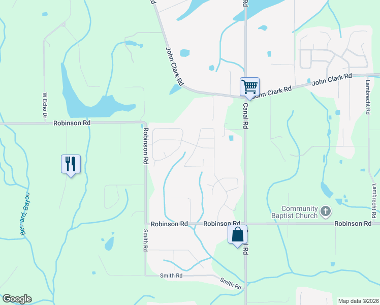 map of restaurants, bars, coffee shops, grocery stores, and more near 18039 Canal Court in Gulfport